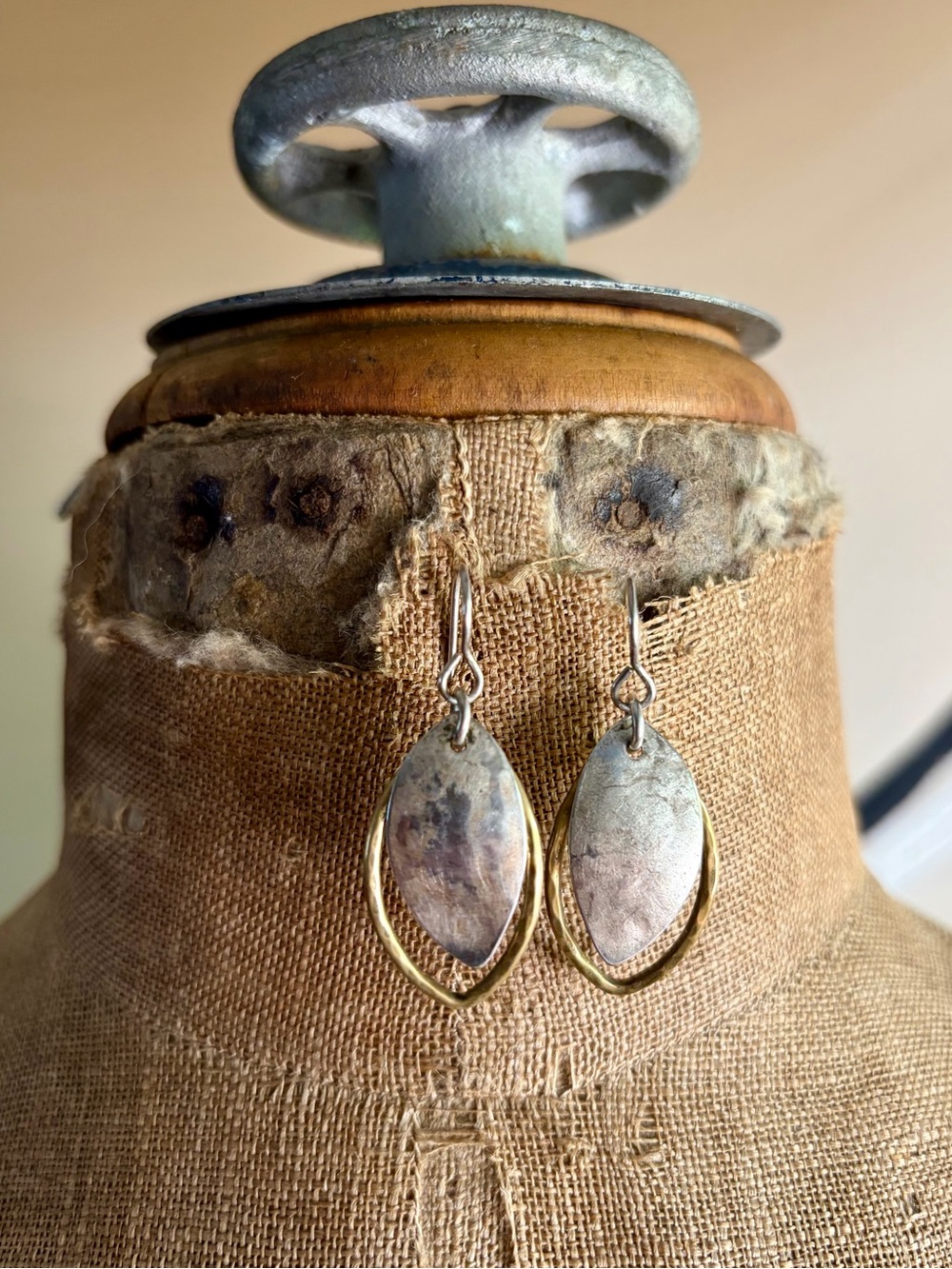 Marjorie Baer Hammered Double Oval Earrings